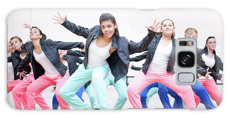 People Galaxy Case featuring the photograph Large Group Of Teenagers Dancing In by Zero Creatives