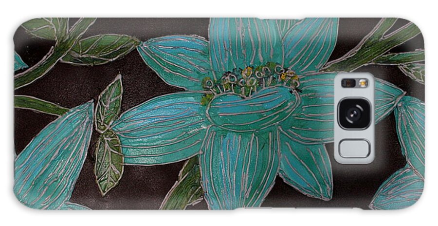 Large Galaxy Case featuring the painting Larger Blue Flowers by Cynthia Snyder
