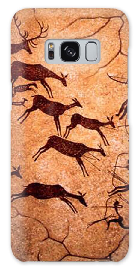 Rock Art Galaxy S8 Case featuring the digital art Lascaux Stag Hunting by Asok Mukhopadhyay