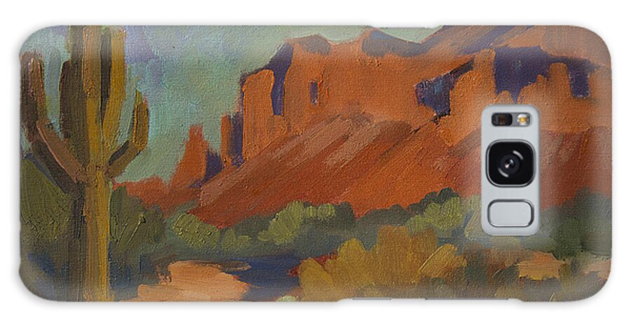Late Afternoon Light Galaxy Case featuring the painting Late Afternoon Light at Superstition Mountain by Diane McClary