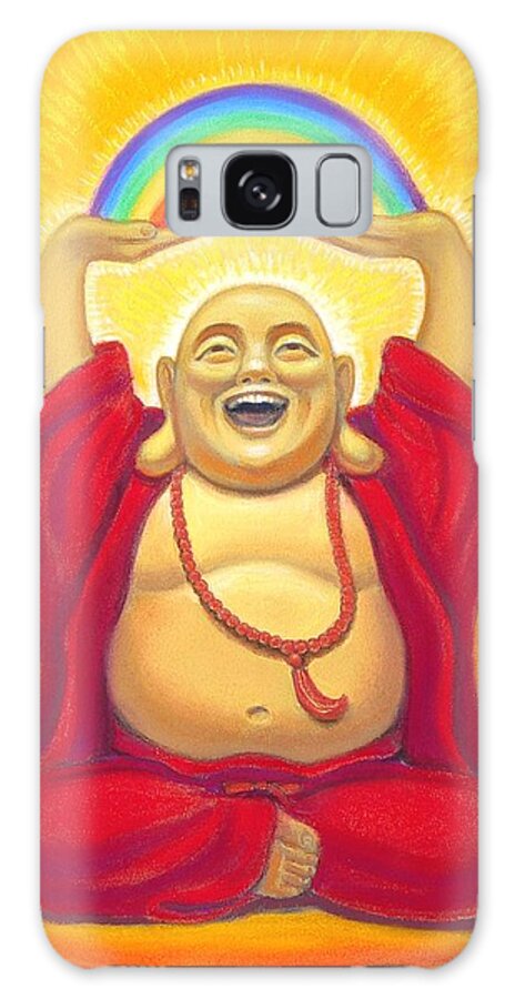 Buddha Galaxy Case featuring the pastel Laughing Rainbow Buddha by Sue Halstenberg
