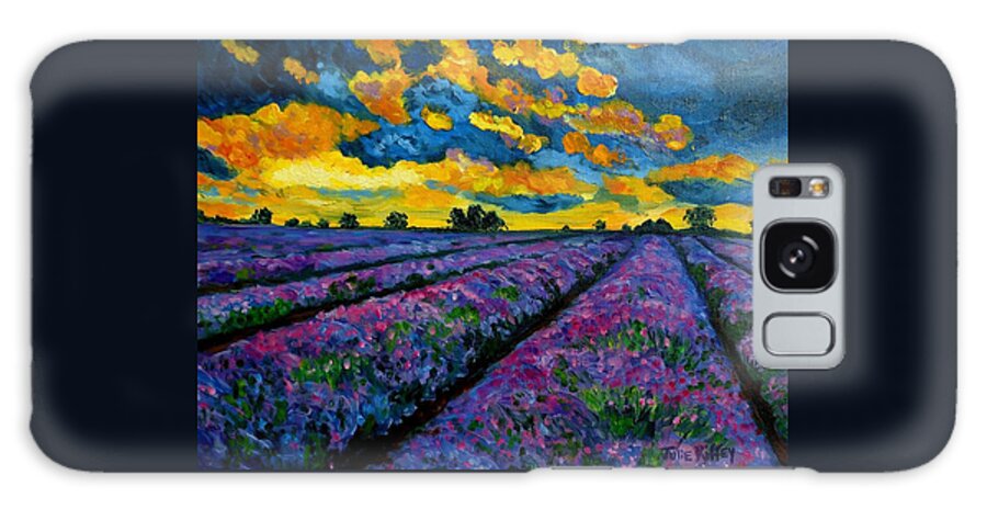 Lavender Field Galaxy S8 Case featuring the painting Lavender Fields At Dusk by Julie Brugh Riffey