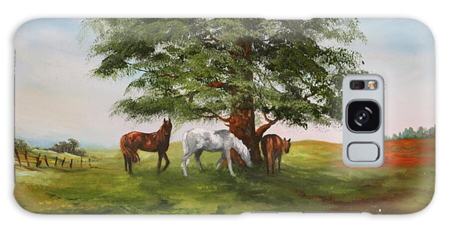 Horses Galaxy Case featuring the painting Lazy Days in Summer by Jean Walker