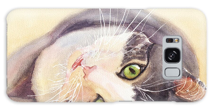 Cat Galaxy Case featuring the painting Lazy Kitty by Greg and Linda Halom