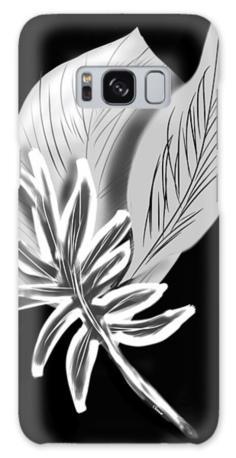 Black & White Galaxy S8 Case featuring the digital art Leaf ray by Christine Fournier