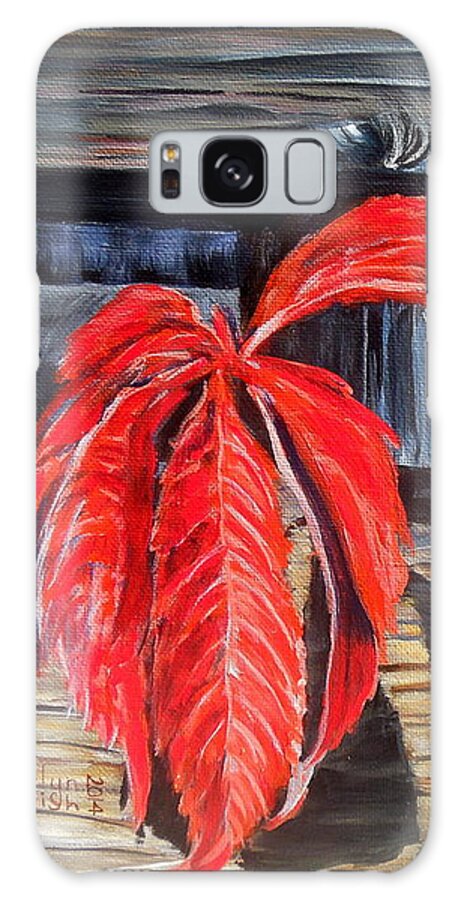Planks Galaxy Case featuring the painting Leaf shadow 2 by Marilyn McNish
