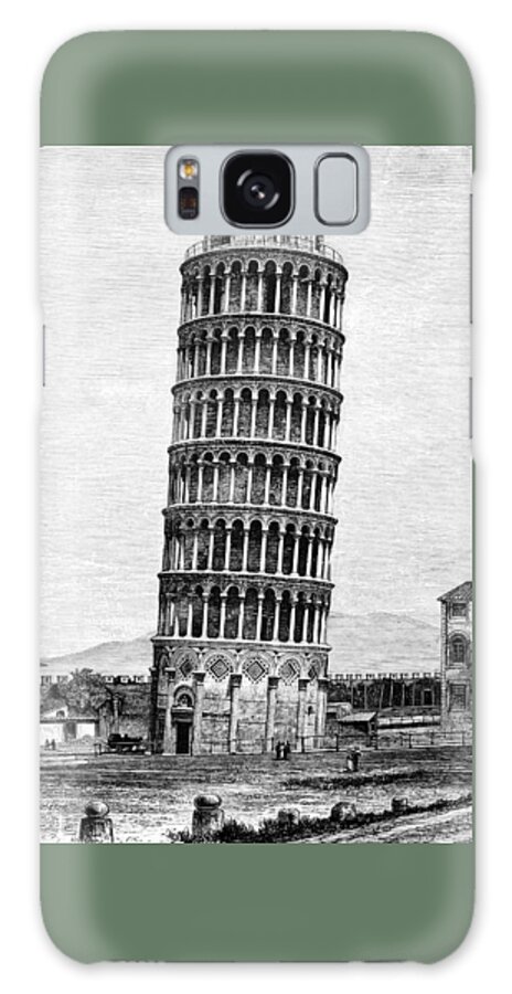 Pisa Galaxy Case featuring the photograph Leaning Tower of Pisa 1870 Drawing by Phil Cardamone