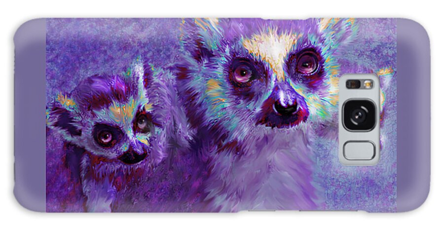 Lemur Galaxy Case featuring the digital art Leaping Lemurs by Jane Schnetlage