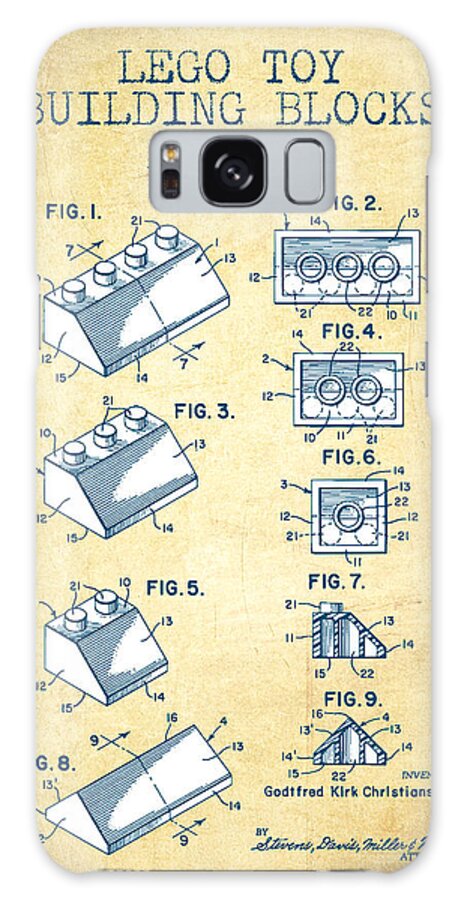 Lego Galaxy Case featuring the digital art Lego Toy Building Blocks Patent - Vintage Paper by Aged Pixel