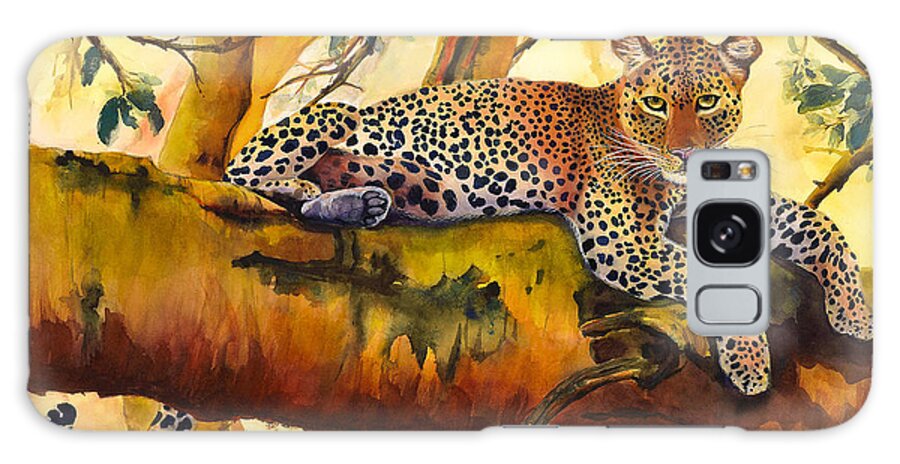 Leopard Galaxy Case featuring the painting Leopard by Hilda Vandergriff