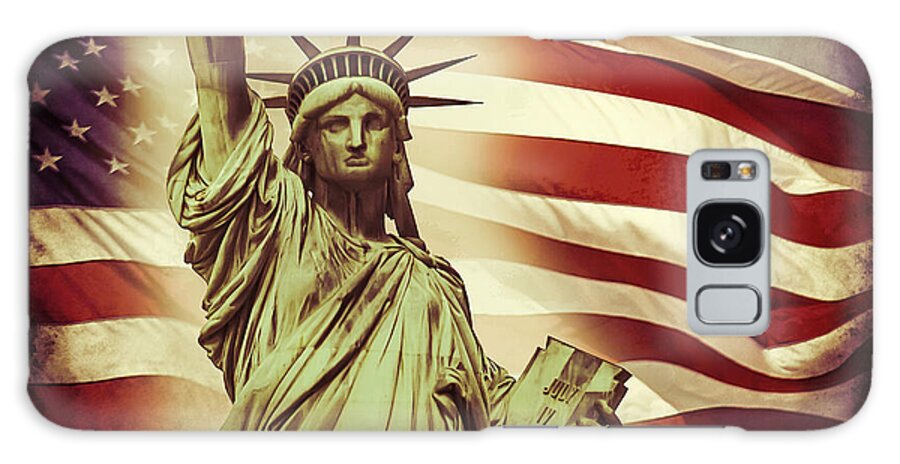Statue Of Liberty Galaxy Case featuring the digital art Liberty by Az Jackson