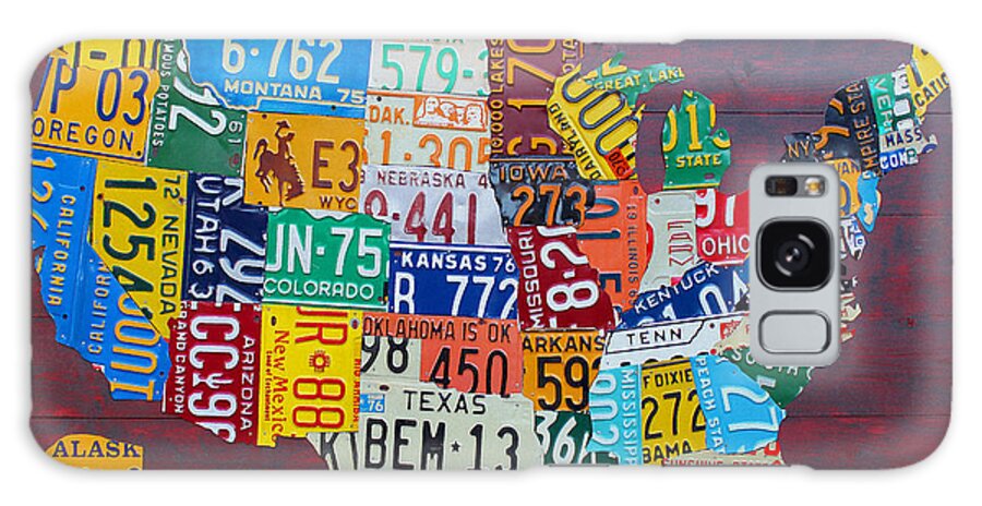 Art Galaxy Case featuring the mixed media License Plate Map of The United States by Design Turnpike