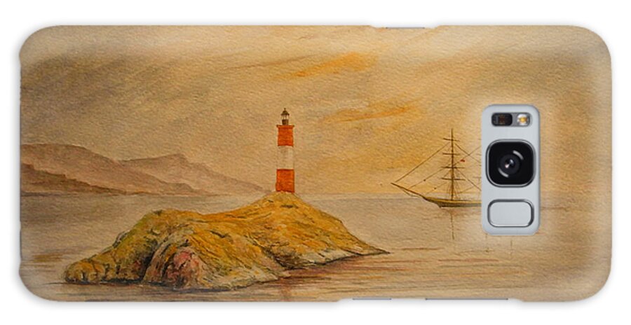 Lighthouse Galaxy Case featuring the painting Lighthouse at Cornwall by Juan Bosco