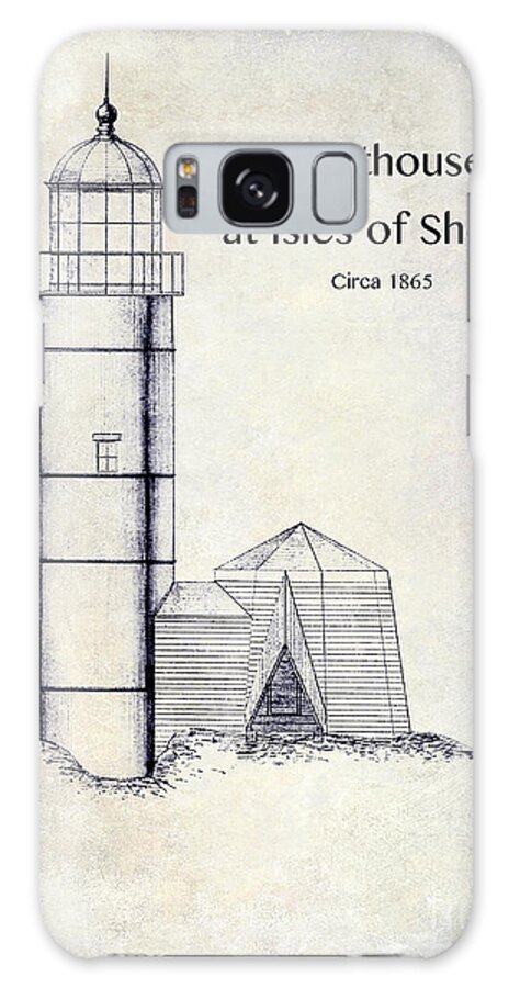 White Island Light Galaxy Case featuring the drawing Lighthouse at Isles of Shoals by Jon Neidert