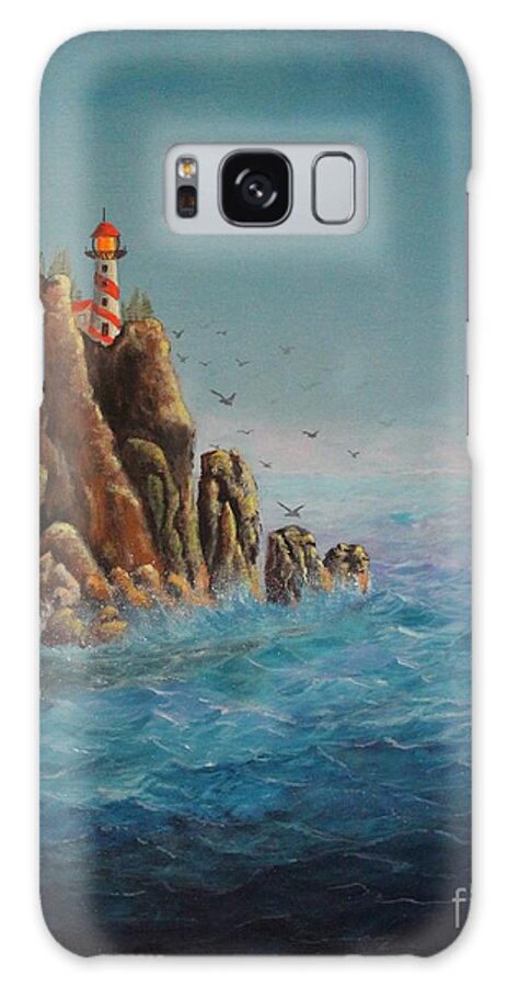 Lighthouse Galaxy Case featuring the painting Lighthouse Point by Bob Williams