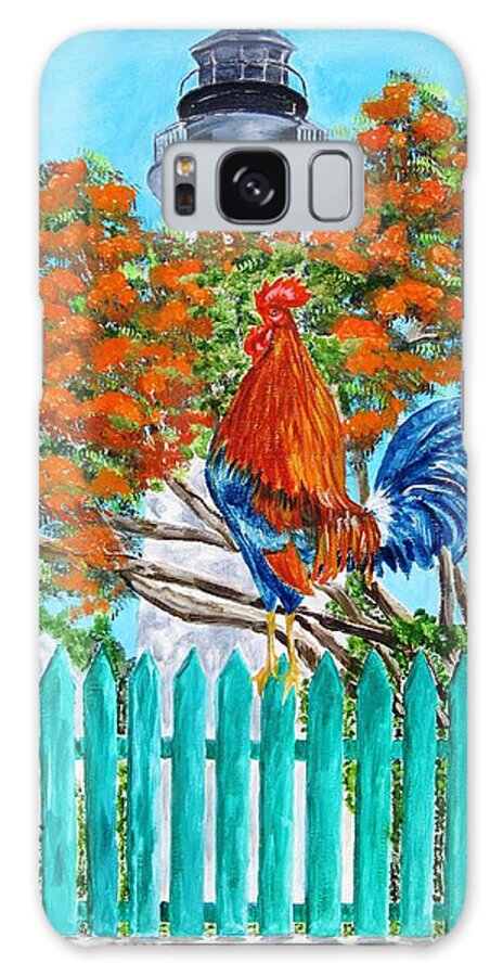 Landscape Galaxy Case featuring the painting Lighthouse Rooster II by Linda Cabrera