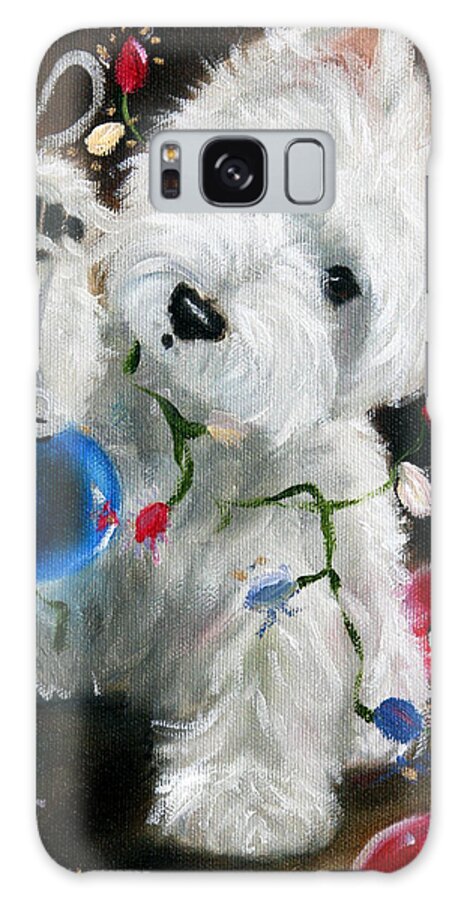 Westie Galaxy Case featuring the painting Lights and Balls by Mary Sparrow