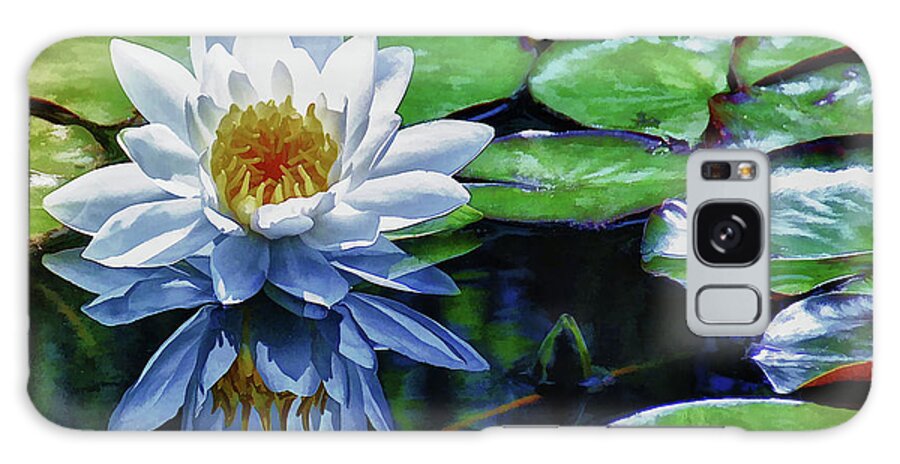 Pond Galaxy Case featuring the painting Lily and Dragon Flies by Elaine Manley