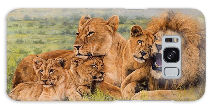 Lion Galaxy Case featuring the painting Lion Family by David Stribbling