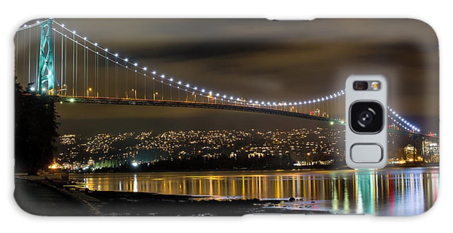 Lions Galaxy Case featuring the photograph Lions Gate Bridge at Night by David Gn