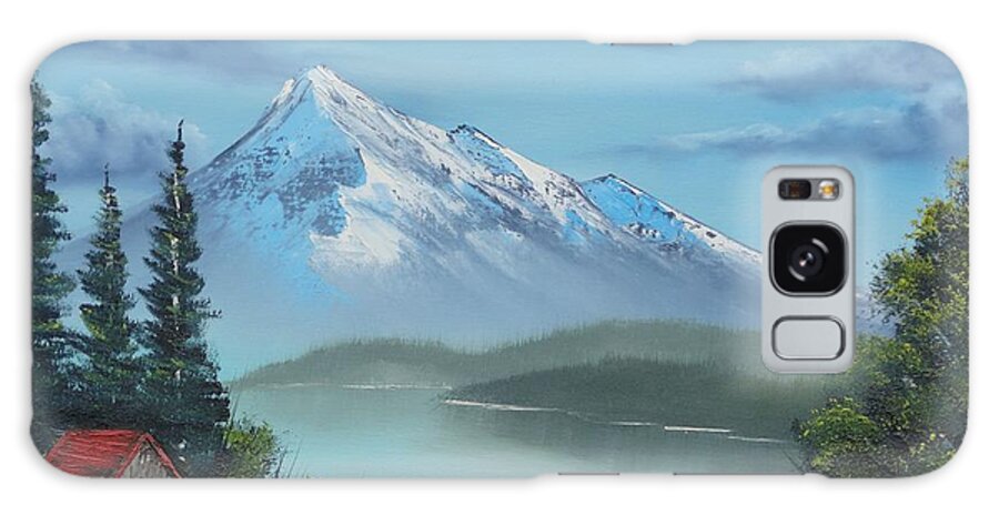 Mountains Galaxy Case featuring the painting Little Cabin at the Lake by Bob Williams