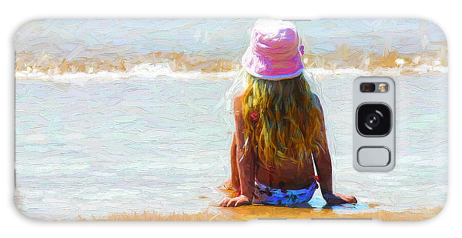 Little Girl Galaxy Case featuring the photograph Little girl sits on a beach by Sheila Smart Fine Art Photography