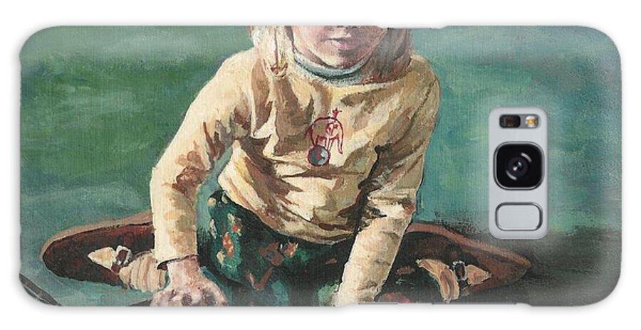 Child Galaxy Case featuring the painting Little Girl with Guitar by Joy Nichols