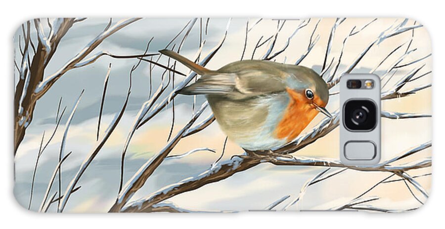 Winter Galaxy Case featuring the painting Little robin by Veronica Minozzi
