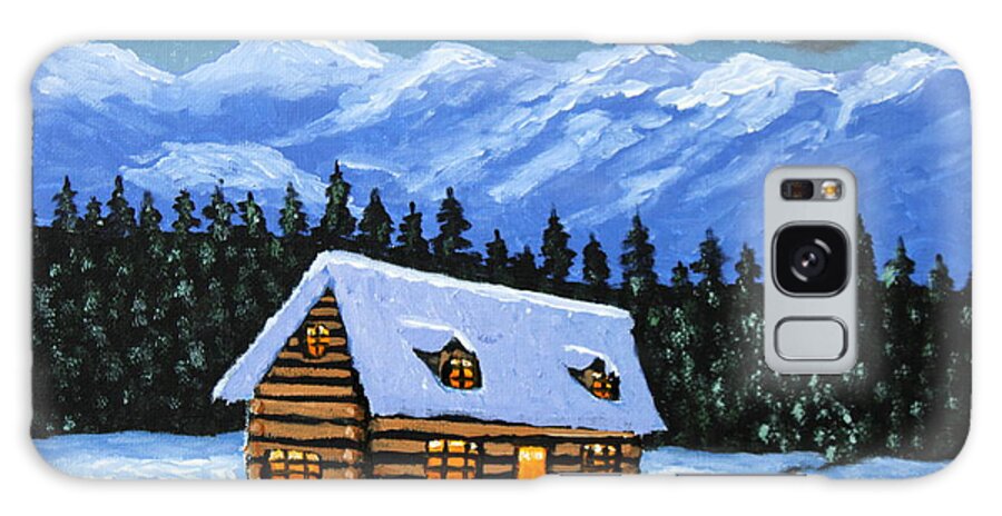 Holiday Cabin Galaxy Case featuring the painting Little Winter Cabin by Ruben Carrillo