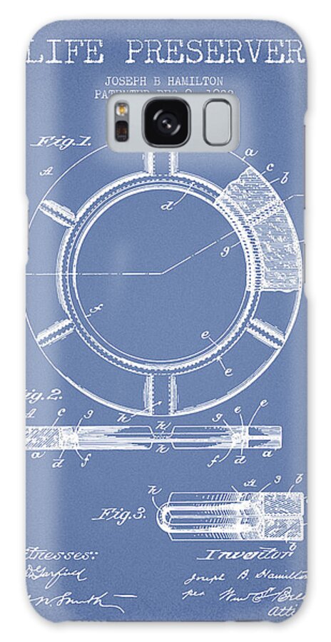 Life Preserver Galaxy Case featuring the digital art Live Preserver Patent from 1902 - Light Blue by Aged Pixel