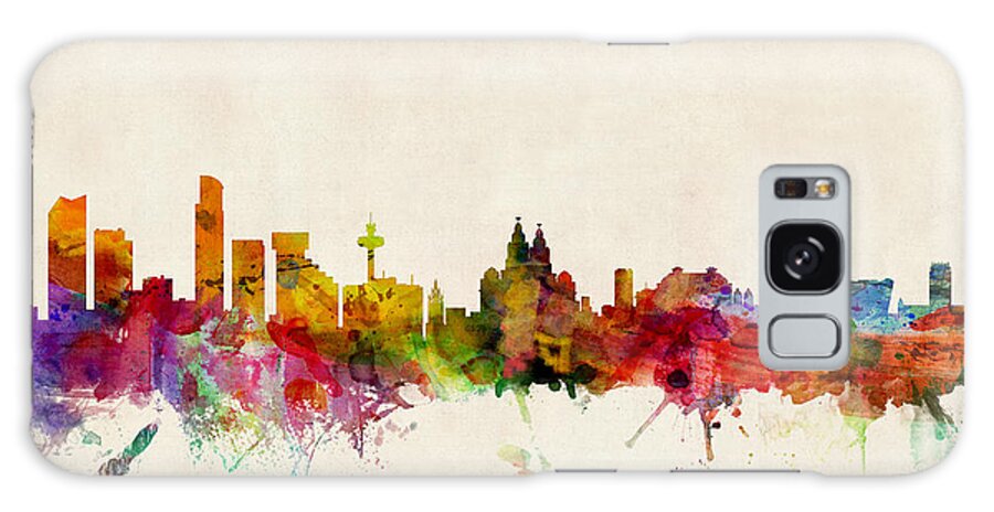 Watercolour Galaxy Case featuring the digital art Liverpool England Skyline by Michael Tompsett