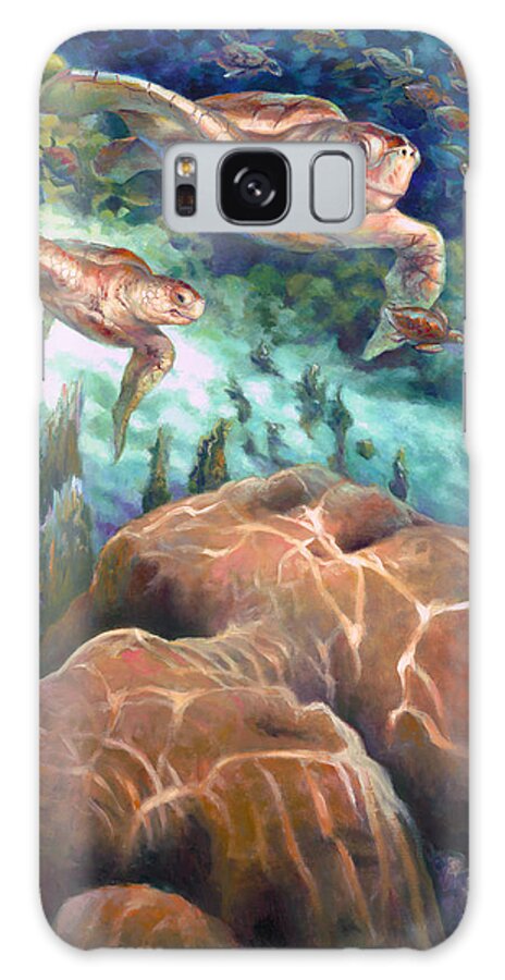 Turtle Galaxy S8 Case featuring the painting Loggerhead Sea Journey I by Nancy Tilles