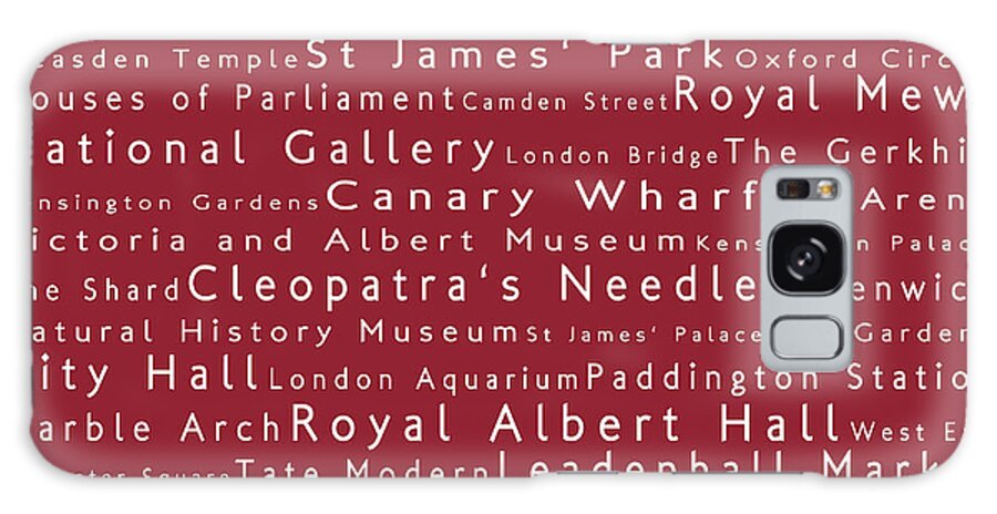 Cities Galaxy Case featuring the photograph London in Words Red by Sabine Jacobs