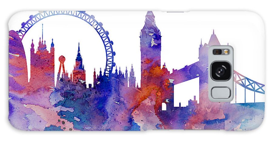 London City Skyline Galaxy Case featuring the painting London by Watercolor Girl