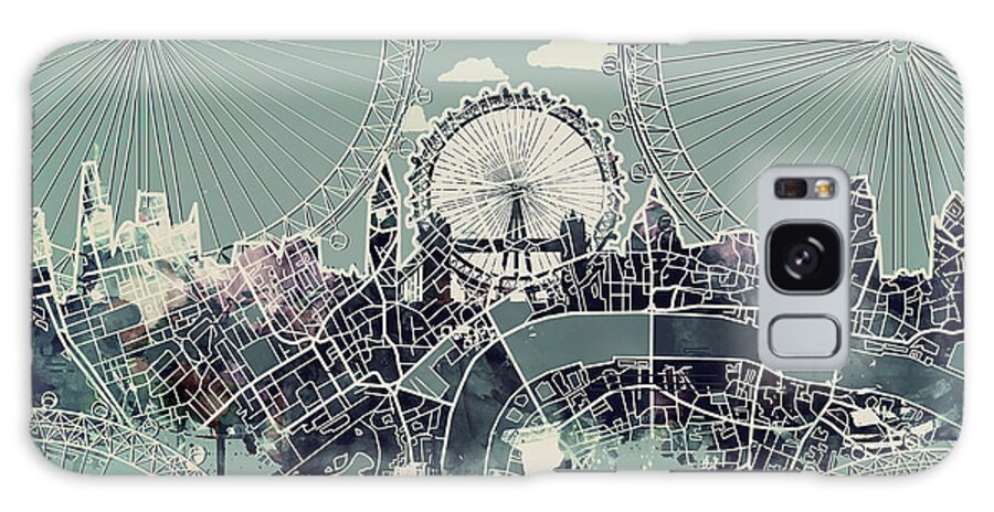 London Galaxy Case featuring the painting London Skyline Vintage by Bekim M