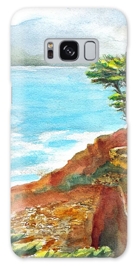 Lone Cypress Galaxy Case featuring the painting Lone Cypress California by Carlin Blahnik CarlinArtWatercolor