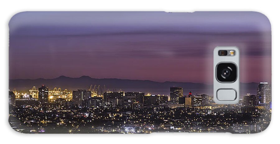 Blue Hour Galaxy Case featuring the photograph Long Beach City and Catalina Island By Denise Dube by Denise Dube