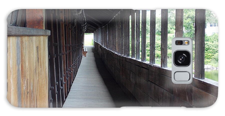 Covered Bridge Galaxy Case featuring the photograph Long walkway in Covered Bridge by Catherine Gagne