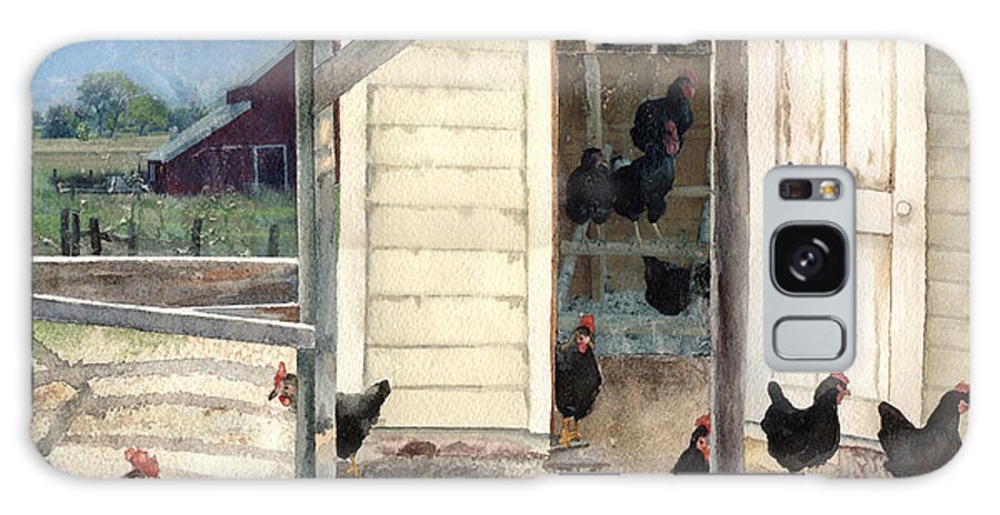 Hen Painting Galaxy Case featuring the painting Longmont Henhouse by Anne Gifford