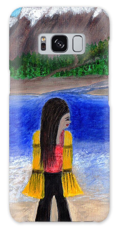 Girl Galaxy Case featuring the painting Looking Back by Carol Eliassen