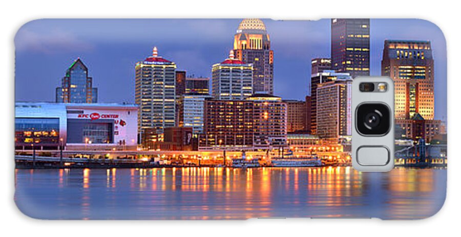 Louisville Skyline Galaxy Case featuring the photograph Louisville Skyline at Dusk Sunset Panorama Kentucky by Jon Holiday