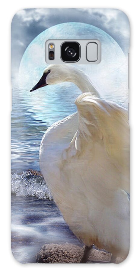 Swan Galaxy Case featuring the mixed media Love Swept by Carol Cavalaris