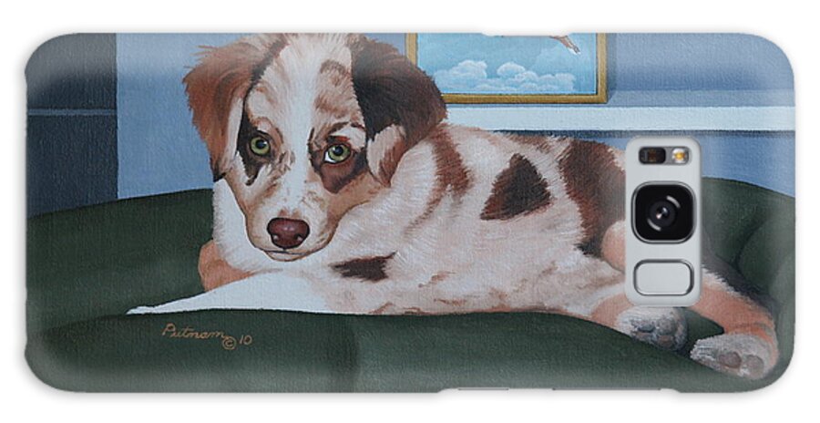 Australian Shepherd Galaxy Case featuring the painting Loverboy by Michael Putnam