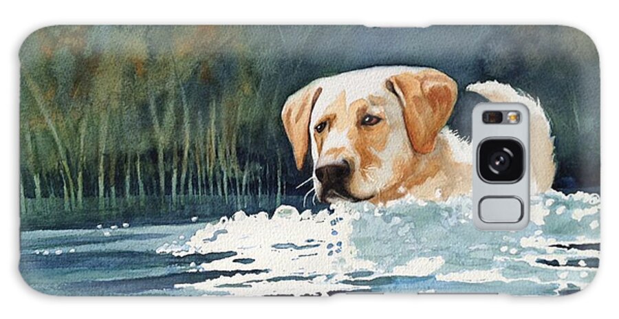 Golden Lab Galaxy Case featuring the painting Loves the Water by Marilyn Jacobson
