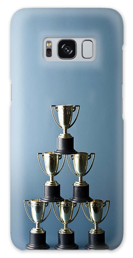 Handle Galaxy Case featuring the photograph Loving Cup Trophies Stacked In A Pyramid by Larry Washburn