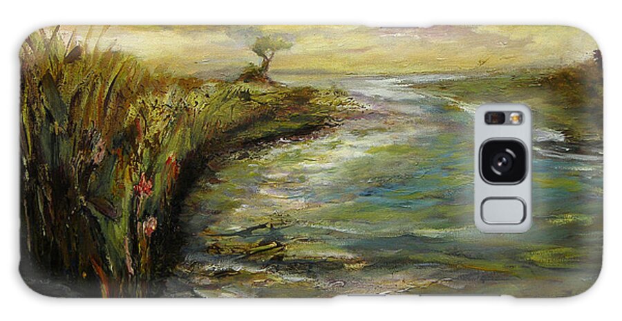 Landscape Paintings Galaxy Case featuring the painting Luminous Sunrise 4 by Julianne Felton