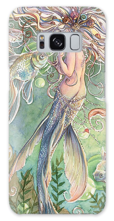 Mermaid Galaxy Case featuring the painting Lusinga by Sara Burrier