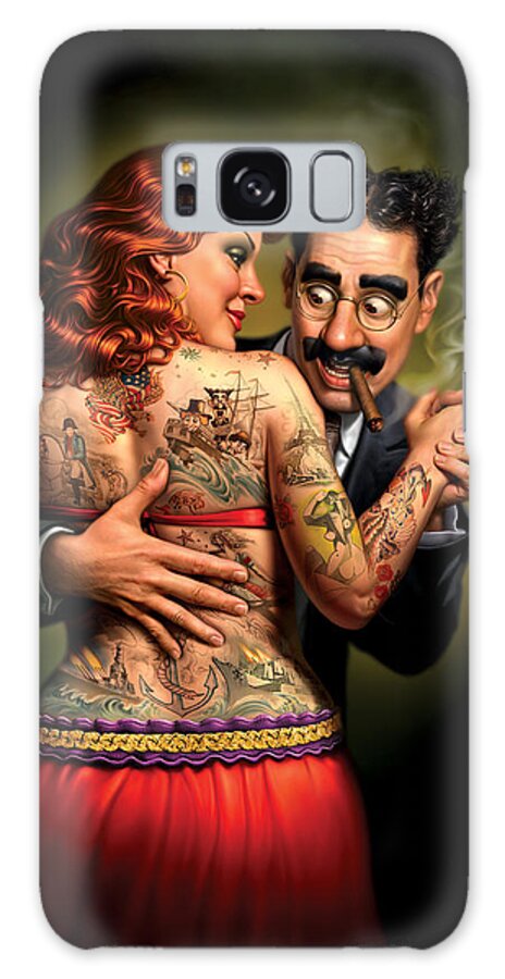 Tattoos Galaxy Case featuring the painting Lydia the Tattooed Lady by Mark Fredrickson