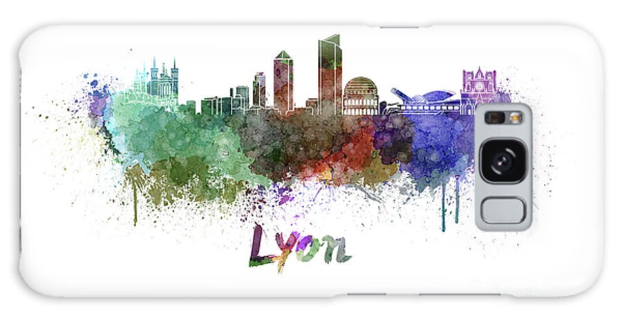 Lyon Skyline Galaxy S8 Case featuring the painting Lyon skyline in watercolor by Pablo Romero