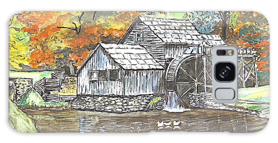 Painting Framed Prints Galaxy Case featuring the painting Mabry Grist Mill in Virginia USA by Carol Wisniewski